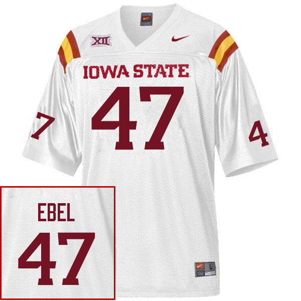 Men #47 Kooper Ebel Iowa State Cyclones College Football Jerseys Stitched Sale-White